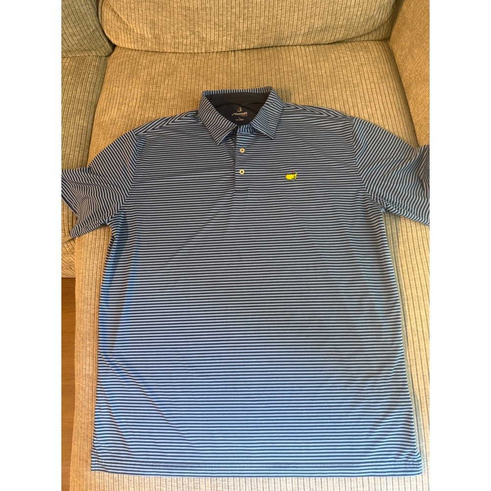 Masters Tech Mens XL Golf Polo Shirt Blue Navy Striped Short Sleeve Tournament